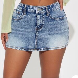 Fashion Nova Blue Mini Denim Skirt